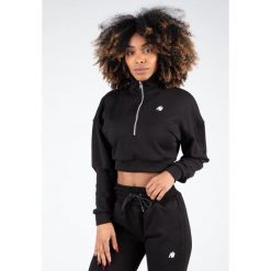 Ocala Cropped Bluza z zamkiem błyskawicznym do połowy - Czarny. Czarne bluzy GORILLA WEAR, s, bez wzorów, sportowe, bez ramiączek, bez kaptura. Za 192.00 zł.