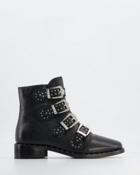 BOTKI DAMSKIE OLIVIA2004 BLACK. Czarne botki Venezia, bez wzorów, ze skóry, bez obcasa, bez zapięcia. Za 279.00 zł.