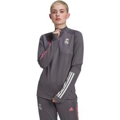 Bluza treningowa damska Adidas Real Madrid. Szare bluzy bez kaptura adidas, bez wzorów, z poliesteru, bez kaptura, na fitness i siłownię. Za 215.05 zł.