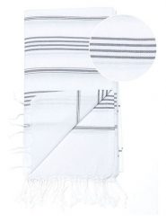 Hammam Chusta hammam w kolorze biało-szarym - 180 x 100 cm rozmiar: onesize. Białe chusty Hammam, bez wzorów, z bawełny. Za 52.99 zł.