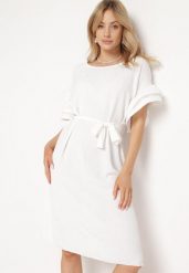 Biała Sukienka Piessa. Białe sukienki Born2be, do pracy, l, bez wzorów, z tkaniny, biznesowe, bez kołnierzyka, bez ramiączek, midi. W wyprzedaży za 41.99 zł.