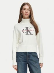 Calvin Klein Jeans Golf LV047H329G Kremowy Regular Fit. Białe swetry Calvin Klein Jeans, l, bez wzorów, z bawełny, bez ramiączek. Za 449.99 zł.