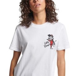 Koszulka turystyczna damska Superdry Vintage Crossing Lines. Białe t-shirty sportowe Superdry, s, bez wzorów, z bawełny, bez ramiączek. Za 114.00 zł.
