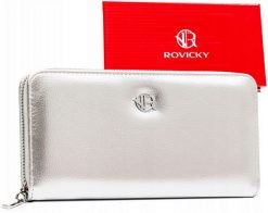 Portfel srebrny Rovicky R-PRK-01-HRH. Szare portfele ROVICKY, bez wzorów, ze skóry ekologicznej. Za 42.75 zł.