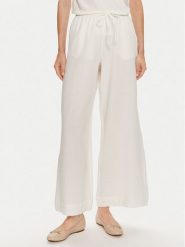 Gina Tricot Spodnie materiałowe 22655 Biały Wide Leg. Białe spodnie materiałowe Gina Tricot, bez wzorów, z bawełny. Za 99.99 zł.