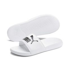 Klapki Popcat 20 PUMA White Black. Białe klapki Puma, bez wzorów, sportowe, bez obcasa, bez zapięcia. Za 158.50 zł.