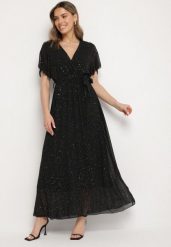Czarna Brokatowa Sukienka Koktajlowa Ozdobiona Paskiem Ziliane. Czarne sukienki Born2be, na imprezę, s, z aplikacjami, eleganckie, bez kołnierzyka, bez ramiączek, maxi. W wyprzedaży za 110.49 zł.