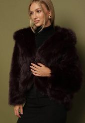 Bordowa Kurtka Futerko z Kapturem i Kieszeniami Acantte. Czerwone kurtki Born2be, l, bez wzorów, z dzianiny, eleganckie, z kapturem. Za 289.99 zł.