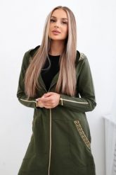 Bluza z ozdobną taśmą khaki. Brązowe bluzy KESI, l, bez wzorów, z bawełny, bez ramiączek, z kapturem. Za 263.47 zł.