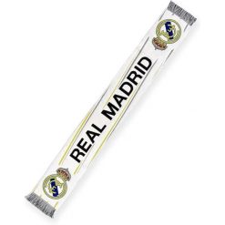 Szalik kibicowski Real Madryt. Białe szaliki i kominy Real Madrid, bez wzorów, z materiału. Za 100.59 zł.