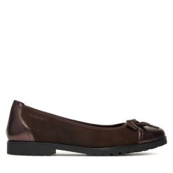 Baleriny Tamaris. Brązowe baleriny Tamaris, bez wzorów, bez obcasa, bez zapięcia. Za 339.99 zł.