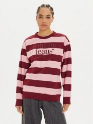 Tommy Jeans Bluza Ess Logo DW0DW19041 Fioletowy Relaxed Fit. Fioletowe bluzy Tommy Jeans, xxs, bez wzorów, z bawełny, bez kaptura. Za 309.99 zł.