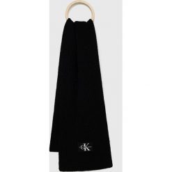 Calvin Klein Jeans szalik wełniany kolor czarny gładki. Czarne szaliki i kominy Calvin Klein Jeans, bez wzorów, z dzianiny. Za 299.99 zł.