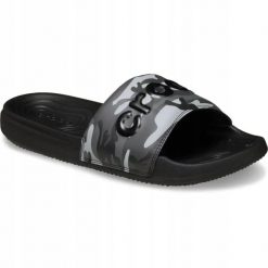 Klapki Dla Dorosłych Crocs All Day Camouflage Slide. Czarne klapki Crocs, bez wzorów, z materiału, bez obcasa, bez zapięcia. Za 129.99 zł.