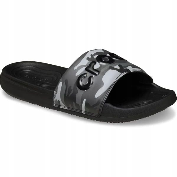 Klapki Dla Dorosłych Crocs All Day Camouflage Slide. Czarne klapki Crocs, bez wzorów, z materiału, bez obcasa, bez zapięcia. Za 129.99 zł.