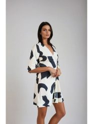 Monki Sukienka w kolorze białym rozmiar: XS. Białe sukienki Monki, na co dzień, xs, bez wzorów, bez kołnierzyka, bez ramiączek, mini, kopertowe. Za 43.99 zł.