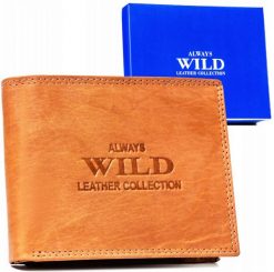 Portfel skórzany Always Wild AW-N6-MAL j. brązowy. Brązowe portfele ALWAYS WILD, bez wzorów, ze skóry. Za 42.75 zł.