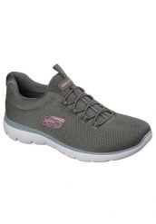 Buty sportowe damskie Skechers Summits summer Blush. Zielone buty treningowe Skechers, na lato, bez wzorów, z materiału, bez zapięcia. Za 298.80 zł.