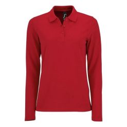 Damska Koszulka Polo Z Długim Rękawem Perfect Pique. Czerwone t-shirty sportowe SOL'S, s, bez wzorów, bez ramiączek. Za 84.99 zł.