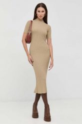 Trussardi sukienka kolor beżowy maxi dopasowana. Brązowe sukienki TRUSSARDI, l, bez wzorów, z dzianiny, bez kołnierzyka, bez ramiączek, maxi, dopasowane. Za 1,179.90 zł.
