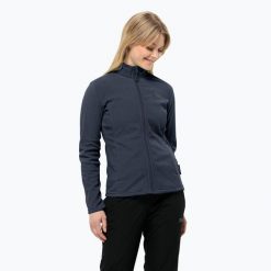 Bluza polarowa damska Jack Wolfskin Taunus Fz. Niebieskie bluzy bez kaptura Jack Wolfskin, bez wzorów, z polaru, bez kaptura, trekkingowe. Za 229.99 zł.