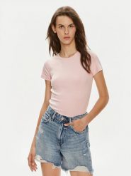 Gina Tricot T-Shirt Basic 17957 Różowy Slim Fit. Czerwone t-shirty Gina Tricot, xs, bez wzorów, z bawełny, bez kołnierzyka, bez ramiączek. Za 49.99 zł.