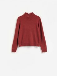 Wełniany sweter z dodatkiem kaszmiru - brudny róż. Czerwone swetry Reserved, l, bez wzorów, z kaszmiru, bez ramiączek. Za 399.99 zł.