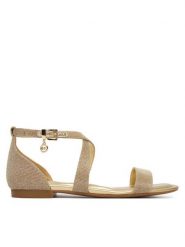 MICHAEL Michael Kors Sandały Alexa Flex Flat 40S6AXFS1D Złoty. Żółte sandały MICHAEL Michael Kors, bez wzorów, ze skóry, bez obcasa, na płaskiej podeszwie, bez zapięcia. Za 589.99 zł.