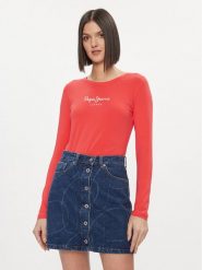Pepe Jeans Bluzka New Virginia PL505203 Czerwony Slim Fit. Czerwone bluzki Pepe Jeans, m, bez wzorów, z bawełny, bez kołnierzyka, bez ramiączek. Za 89.99 zł.