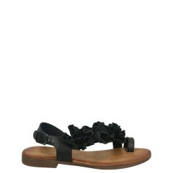 SANDAŁY DAMSKIE 6637 NERO. Sandały Venezia, bez wzorów, ze skóry, bez obcasa, bez zapięcia. Za 269.00 zł.