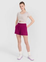 4F Spodenki dresowe damskie - fioletowe S. Fioletowe szorty 4f, bez wzorów, z bawełny, sportowe. Za 59.99 zł.