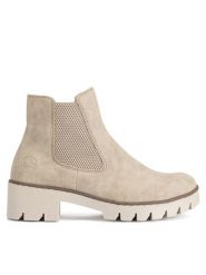 Rieker Botki X5772-60 Écru. Botki Rieker, bez wzorów, bez obcasa, na słupku, bez zapięcia. Za 237.99 zł.