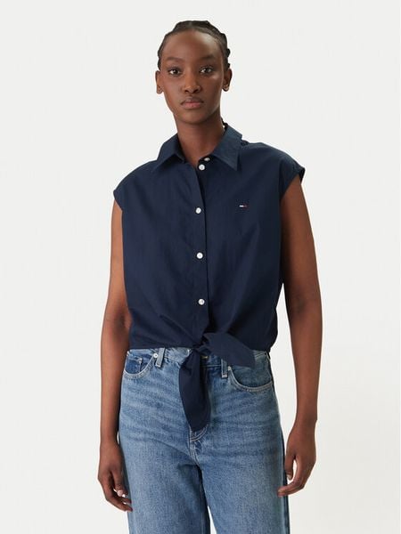 Tommy Jeans Koszula DW0DW22212 Granatowy Regular Fit. Niebieskie koszule Tommy Jeans, l, bez wzorów, z bawełny, bez kołnierzyka, bez ramiączek. Za 220.99 zł.