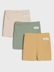 Krótkie legginsy z prążkowanej dzianiny 3 pack - kremowy. Białe legginsy sportowe Sinsay, l, bez wzorów, z dzianiny. W wyprzedaży za 15.99 zł.