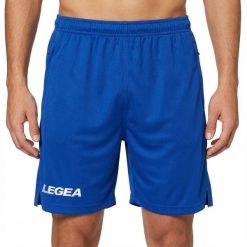 Szorty do biegania Portland niebieskie. Niebieskie szorty LEGEA, bez wzorów, z poliesteru. Za 64.00 zł.