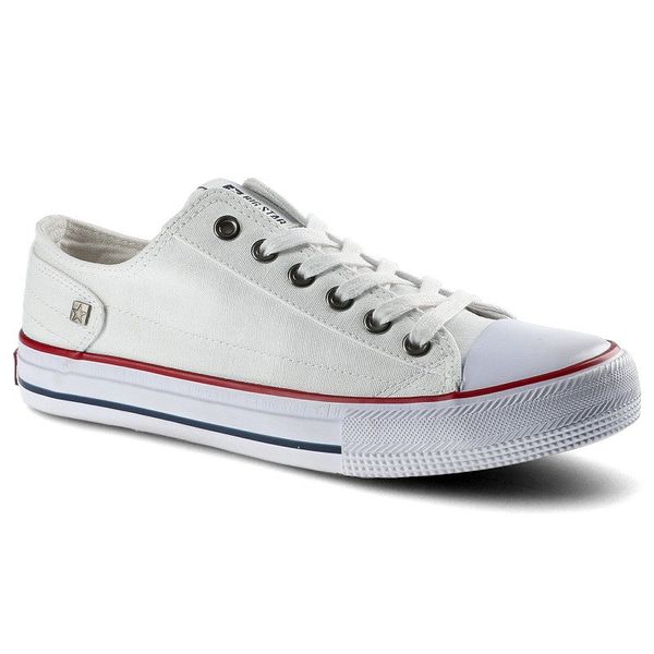 Białe Trampki Big Star Damskie Stylowe Półbuty. Białe półbuty wsuwane BIG STAR, bez wzorów, z gumy, biznesowe, bez obcasa, na płaskiej podeszwie. Za 109.00 zł.