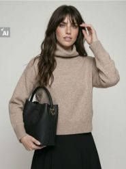 Sweter z golfem - Inny. Swetry Sinsay, l, bez wzorów, bez ramiączek. Za 49.99 zł.
