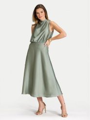 Swing Sukienka koktajlowa 5AI13700 Zielony Regular Fit. Zielone sukienki Swing, bez wzorów, z syntetyku, wizytowe, bez kołnierzyka, bez ramiączek. Za 749.99 zł.