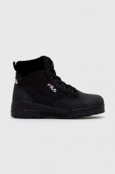 Fila workery GRUNGE damskie kolor czarny na platformie. Czarne botki Fila, bez wzorów, z gumy, z okrągłym noskiem, bez obcasa, na platformie, bez zapięcia. W wyprzedaży za 384.99 zł.
