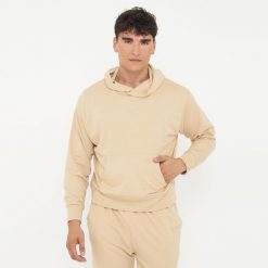 Unisex bluza z kapturem F BOXY beżowa. Brązowe bluzy LEGEA, m, bez wzorów, z bawełny, bez ramiączek, z kapturem. Za 96.00 zł.