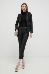 Morgan spodnie damskie kolor czarny dopasowane medium waist. Czarne spodnie materiałowe Morgan, bez wzorów, z materiału. Za 349.99 zł.