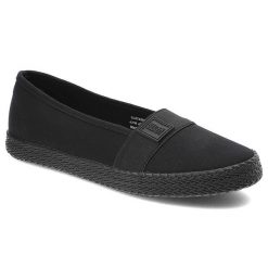 Czarne Tenisówki Big Star Wygodne Damskie Buty. Czarne trampki BIG STAR, z aplikacjami, z gumy, retro, bez zapięcia. Za 99.00 zł.