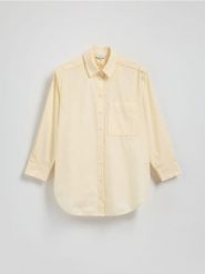 Koszula z ozdobnym wiązaniem - jasnożółty. Żółte koszule Reserved, l, bez wzorów, z bawełny, bez kołnierzyka, bez ramiączek. Za 139.99 zł.