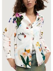 Desigual Koszula Mila 26SWCW21 Biały Regular Fit. Białe koszule Desigual, s, bez wzorów, z bawełny, bez kołnierzyka, bez ramiączek. Za 379.99 zł.