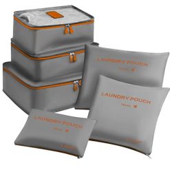 Organizer Podróżny do Walizki Torby Etui Zestaw Torba x 6 na Ubrania Buty. Szare torby podróżne TRIZAND, bez wzorów, z materiału. Za 43.90 zł.