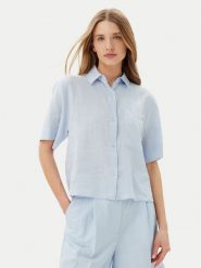 Tommy Hilfiger Koszula WW0WW44720 Błękitny Relaxed Fit. Niebieskie koszule Tommy Hilfiger, bez wzorów, ze lnu, bez kołnierzyka, bez ramiączek. Za 379.99 zł.