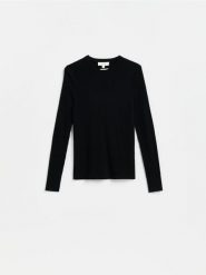 Sweter z wełny merino - czarny. Czarne swetry Reserved, l, bez wzorów, z wełny, bez ramiączek. Za 199.99 zł.