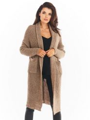 Awama Kardigan w kolorze beżowym rozmiar: onesize. Brązowe swetry Awama, bez wzorów, bez ramiączek. Za 193.70 zł.