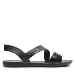 Sandały Ipanema. Czarne sandały Ipanema, bez wzorów, bez obcasa, na płaskiej podeszwie, bez zapięcia. Za 119.99 zł.