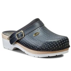 Klapki Scholl. Niebieskie klapki Scholl, bez wzorów, bez obcasa, bez zapięcia. Za 379.99 zł.